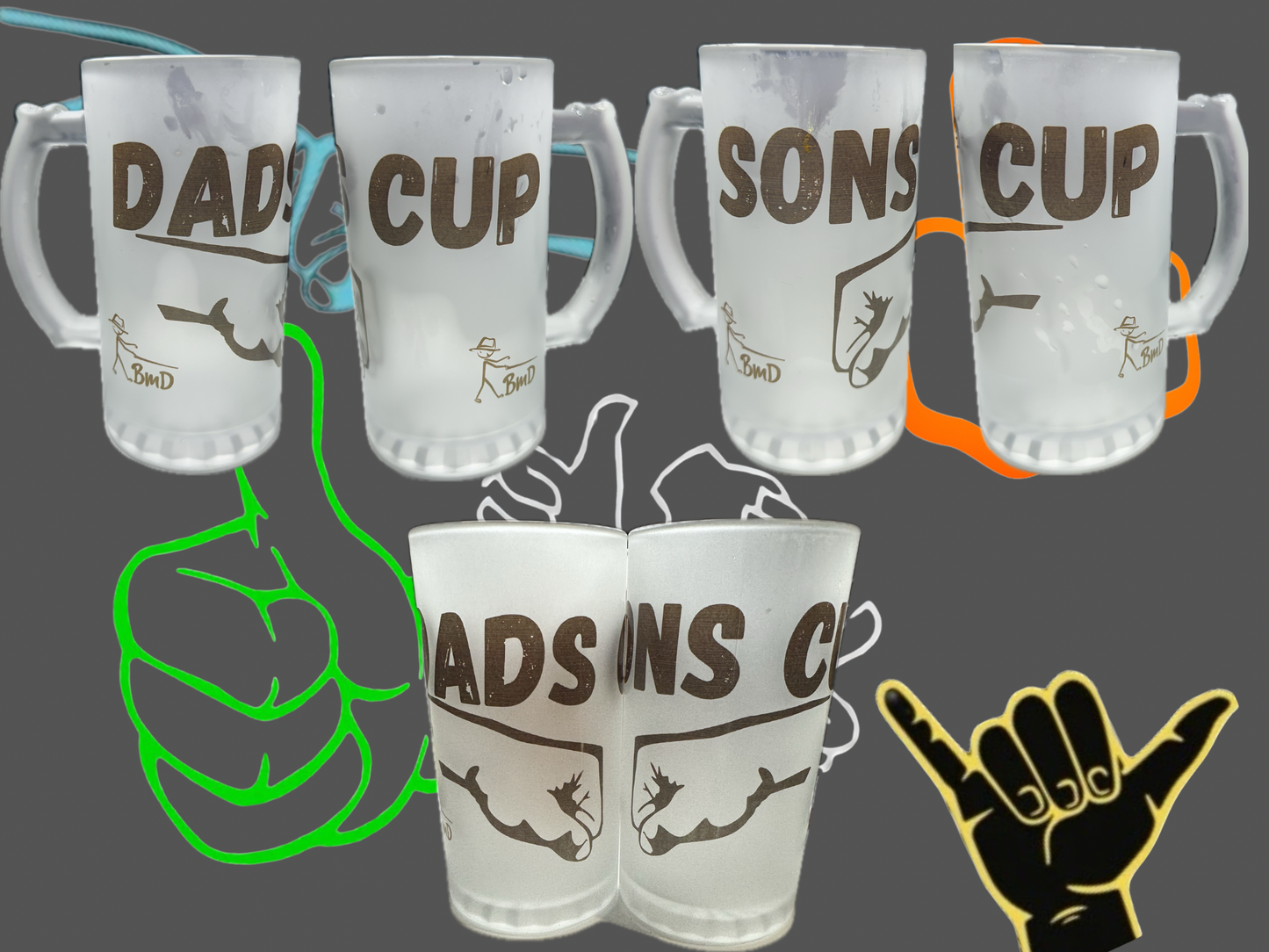 DAD/SON CUPS Stein Glasses