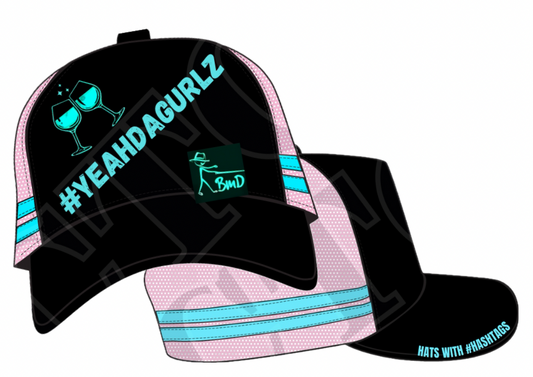 #YEAHDAGURLZ (turquoise/pink) Trucker Cap with ponytail hole